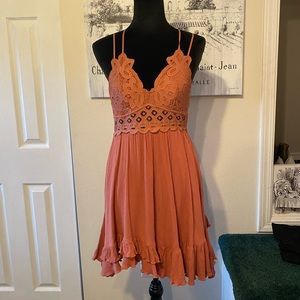 Boho Rust Mini Dress